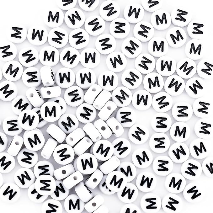 sunrica 300pcs round alphabet beads for friendship bracelets making 4x7mm individual white letter beads m