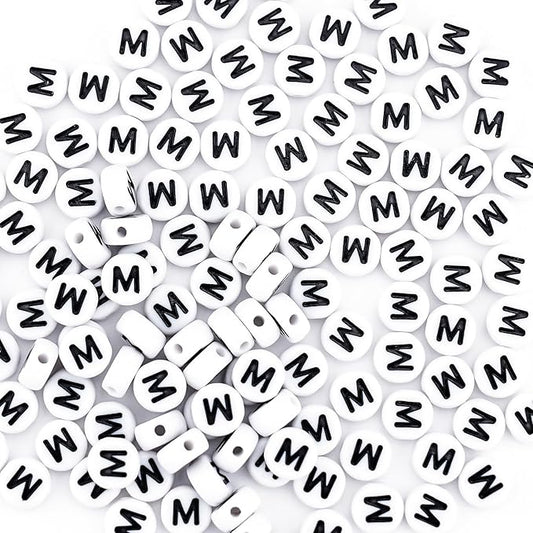 sunrica 300pcs round alphabet beads for friendship bracelets making 4x7mm individual white letter beads m