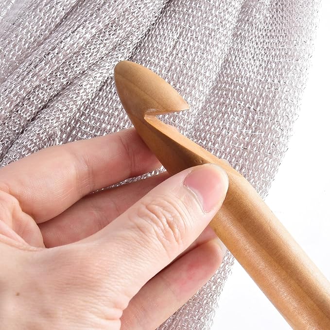 Hestya 15 Pieces Wooden Bamboo Crochet Hooks Set 3 to 25 mm in Diameters Handcrafted Knitting Needles Weave Yarn Craft