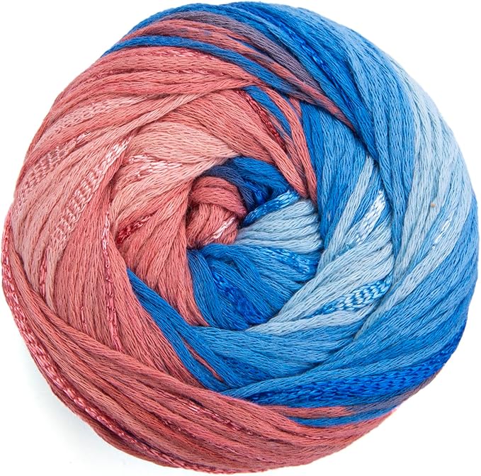 YarnArt Symphony Dream Cotton Yarn -%80 Cotton%20 Viscose Rainbow Multicolor Crochet Knitting Yarn - Suitable for All Blouses, Dresses, Shawls, Bags, Hats - 273 Yards, 3.52 Oz (1 Skein) (3109)