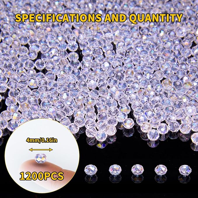 laopottbeads 1200pcs 4mm crystal glass beads for jewelry making beads for bracelets necklace pendants making supplies(light purple)