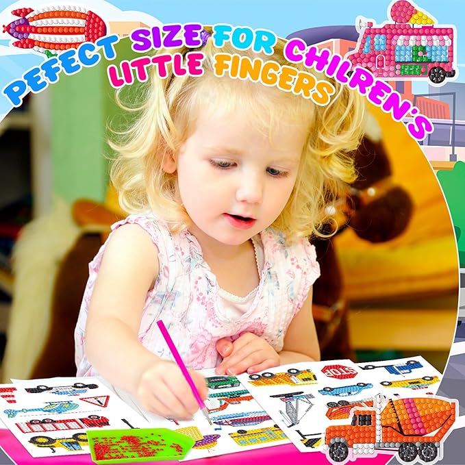 Labeol Diamond Art Kits for Kids Boys and Girls Ages 6-8-10-12 Easy to DIY Creative Diamond Art Sticker Craft by Numbers Kits for Kids and Adult Beginners (Transportation)