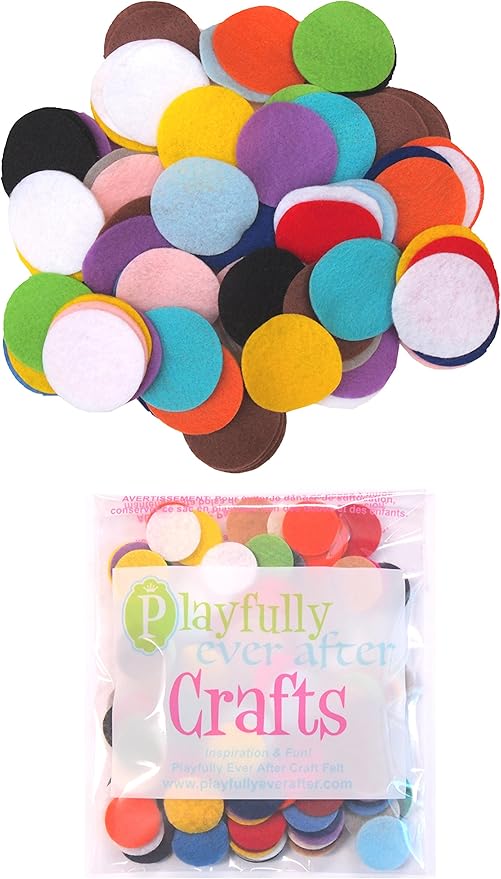 Playfully Ever After Mixed Color Assortment of Craft Felt Circles (1 Inch - 200pc)