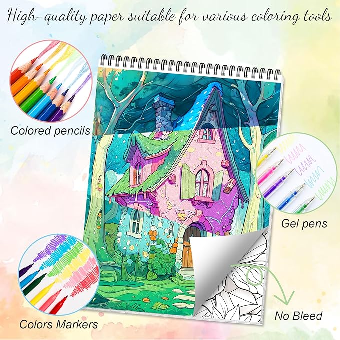 Adult Coloring Book for Women Relaxation, Adult Coloring Book Spiral Bound, One Sided Design 30 Premium Quality Thick Paper (No Bleed), Mindfulness Gifts for Women to Relieve Anxiety