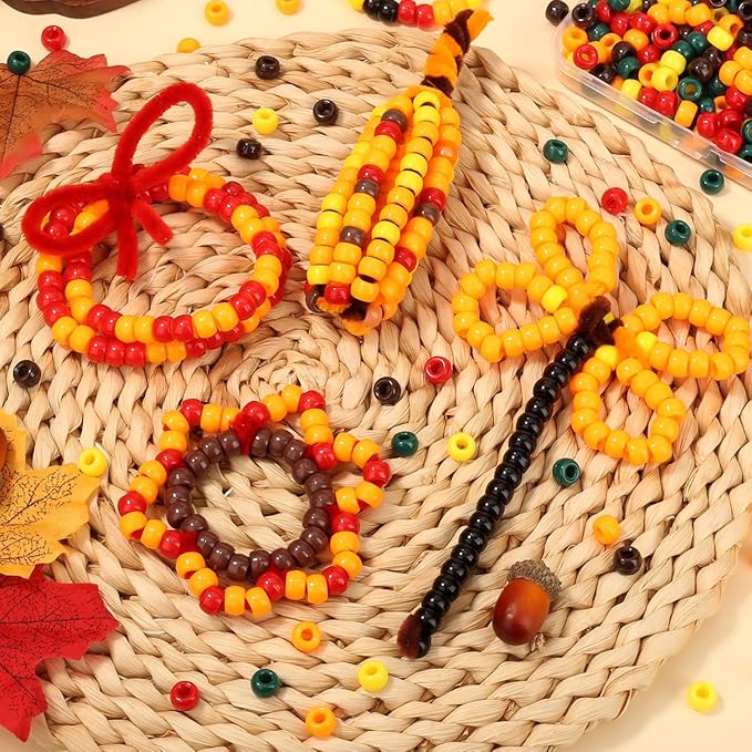 XIANNVXI 10Colours Fall Pony Letter Beads Set Friendship Bracelet Making 500pcs Red Orange Yellow Green Brown Pony Beads Bulk