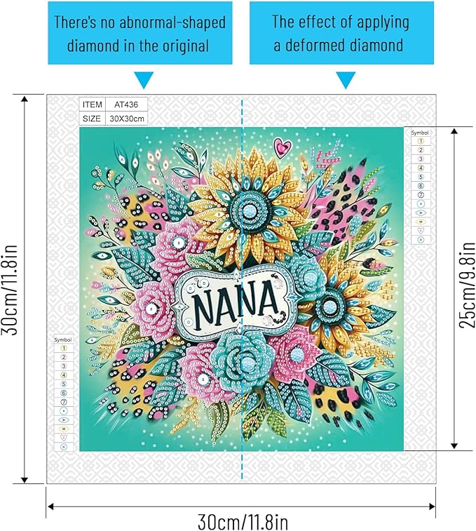 LazyFold Diamond Art Painting Kit, DIY Flower 5D Special Shape Crystal Diamond Partial Diamond Art Painting Mosaic Making Craft, Suitable for Home Wall Decor Art Gift 12×12inch