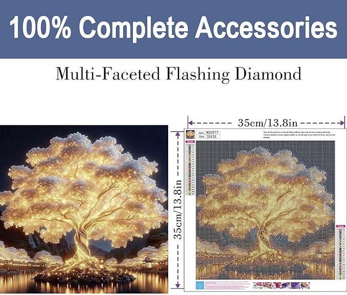 ijbnhd Tree of Life Diamond Art Kits for Adults-Tree of Life Diamond Painting Kits for Beginners, 5D DIY Full Drill Round Gem Art Crafts for Home Wall Decor 14X14 inch