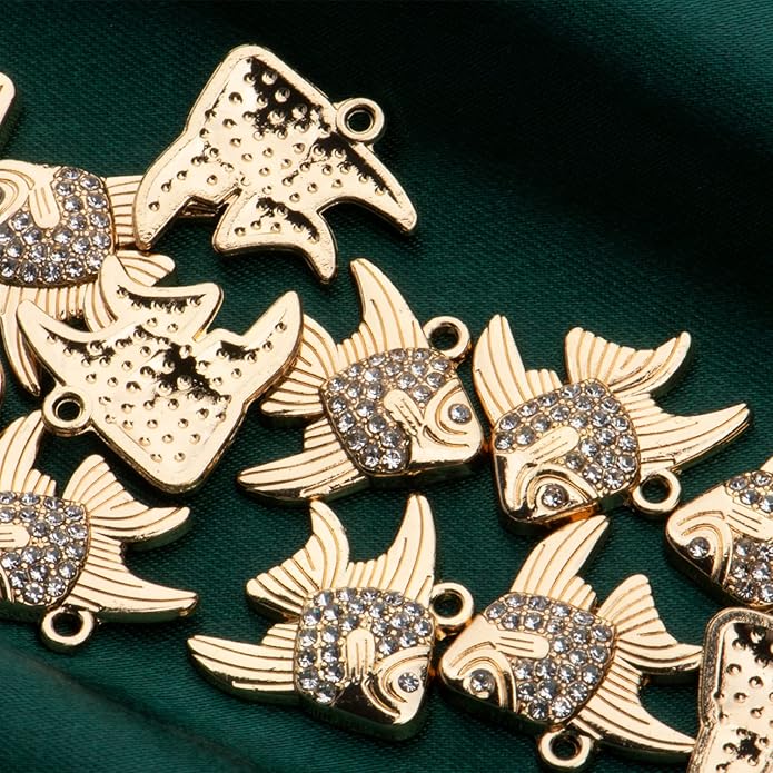 Pack of 20 Rhinestone Charms Gold Plated Pendants Pave Crystal Accessories for Necklace Bracelet Jewelry Making DIY Crafting