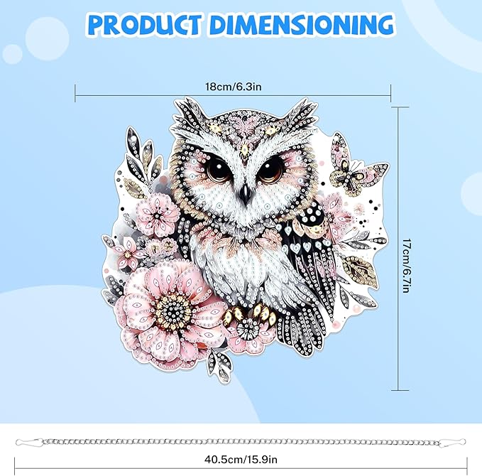 Bowetile Owl Diamond Art Hanging Kits for Adults, 5D Special Shape Diamond Painting Animals Kits, Animal Gem Art Suncatchers Painting Pendant Ornament for Home Garden Wall Decor