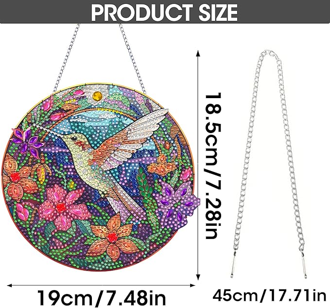 SKRYUIE Bird Hanging Diamond Art Kits for Adults Pendant Suncatcher, Special Shaped Crystal DIY Pearl Diamond Painting Kit, Gift for Mother Spring Summer Window Wreath Decor 7.28 x 7.48 Inch A13