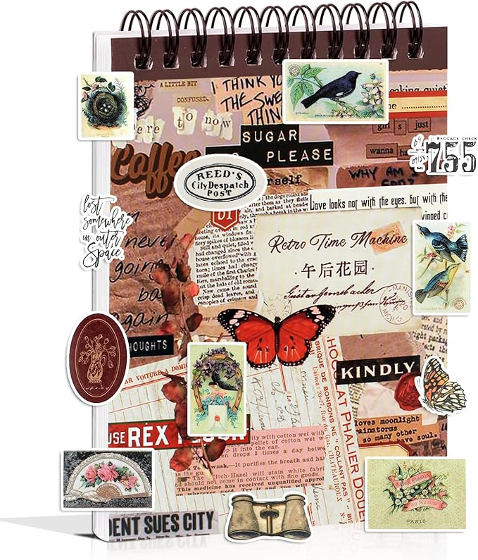 532PCS Vintage Stickers for Scrapbooking, 50 Sheets Precut Washi Stickers Book for Journaling, Scrap Book Ephemera for Junk Journal Supplies, Scrapbooking, Bujo, Collage, Crafts Arts