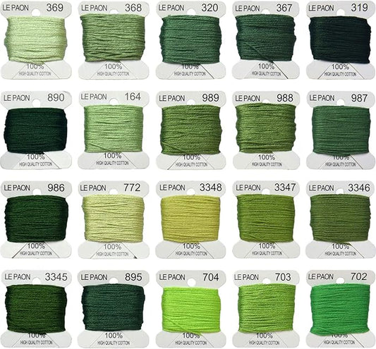Premium Rainbow Color Embroidery Floss bobbins - Cross Stitch Threads - Friendship Bracelets Floss - Crafts Floss - 20 Bobbins Per Pack Embroidery Floss, Bright Chartreuse Gradient