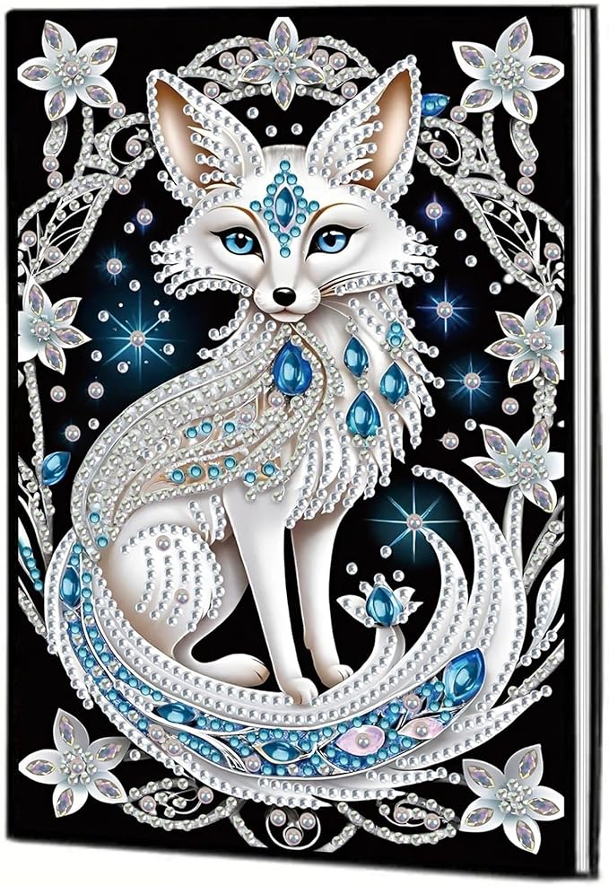 Fox Diamonds Painting Notebook for Adults, A5 Diamond Art Journal and DIY Sketchbook, Diamond Art Kit Supplies,Gift for Beginners, Craft Lovers, Artists. (Fox)