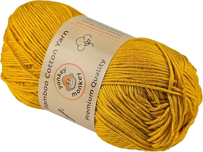 10-Pack of Yonkey Monkey 500 Grams Yarn - 70% Rayon derived from Bamboo, 30% Cotton - Imported (Turmeric)