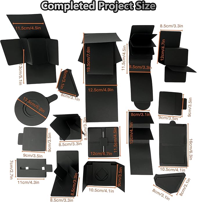 Ranxu 3D Scrapbook Kit for Photo Album, 16 Sets Handmade Scrapbook Album Materials, DIY Photo Album for Wedding, Baby, Family, Travel, Anniversary & Birthday Gift(Material Kit-Black)