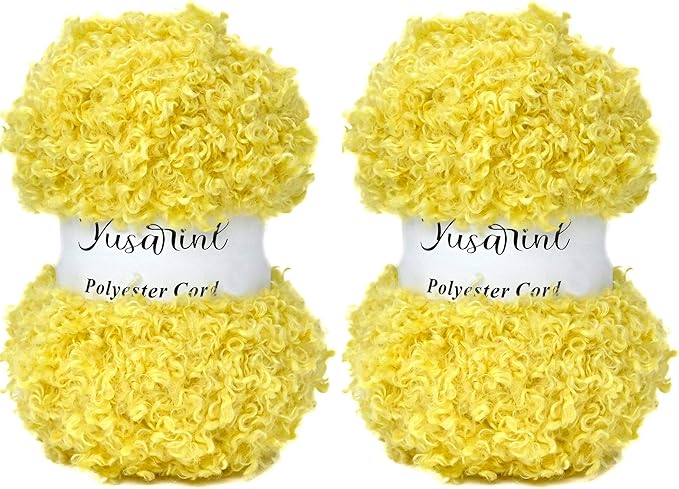 (32 Colors Available) Yusarinl 2 Skeins Teddy Bear Yarn,Fuzzy Yarn for Crochet Polyester Plush Fur for Crafts Fluffy Fuzzy for Knitting(6.7 oz, 80 yds)-Yellow