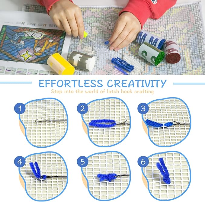 MIAOLLUN Latch Hook Kits Rug, 3D Pattern Printed Canvas Crochet Needlework Crafts Floor DIY Latch Kits for Adults Beginners 20.4" X 15" (52X38cm)