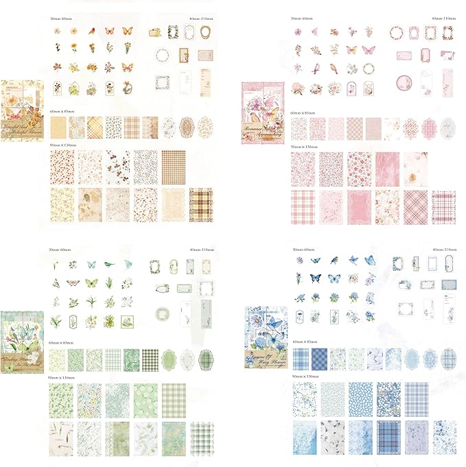 wmhanler 400 sheets scrapbook papers journaling stickers scrapbooking supplies kit junk journal supplies decorative craft stickers for planner, bullet journal collage card embellishment retro crafts