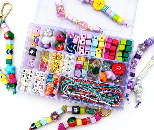 Keychain Making Kit 300PCS Complete Set for Adults Beginners DIY Bead with Resin & Acrylic Charms Bag Charm Kit Birthday Party Favors Gift