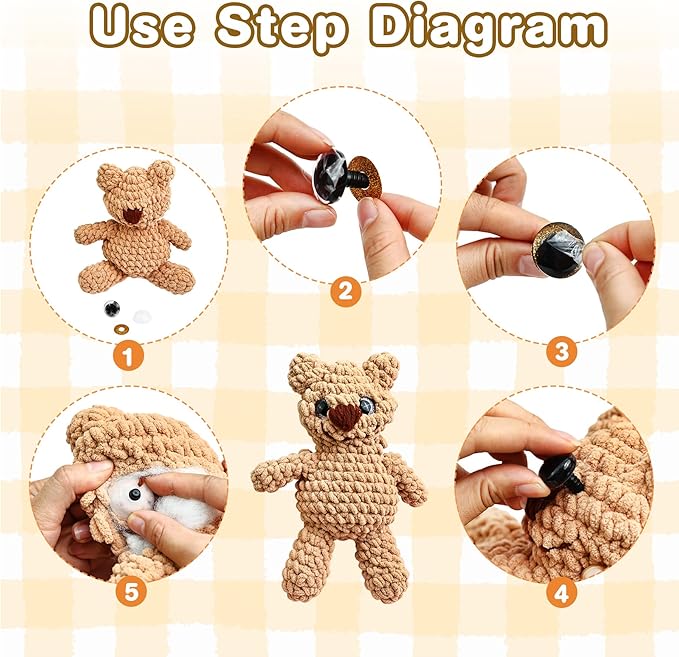 160PCS Large Safety Eyes for Amigurumi Safety Eyes for Crocheting for DIY Dolls Puppets Bear Crafts Animals Amigurumi Making Supplies(12-30MM)