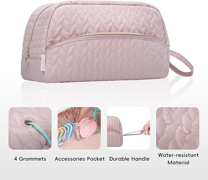 Crochet Yarn Bag Knitting Bag Storage for Crocheting Accessories Crochet Hook Case Organizer Gift for Crochet Lovers (Pink), K3201