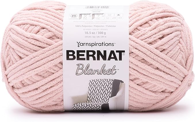 Bernat Blanket Super Bulky Acrylic Yarn - 2 Pack of 300g/10.5oz #6 Chunky Chenille Heavy Weight Yarn for Knitting and Crocheting, Amigurumi, Thick Blankets (Pink Dust, 220 Yards 2-Pack)