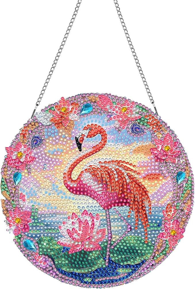 Hanging Diamond Art Kits for Adults Bird – 8x8 Inch Double-Sided Acrylic Board DIY Crystal Diamond Suncatcher Pendant, Sparkling Home Wall or Window Decoration Handmade Gift