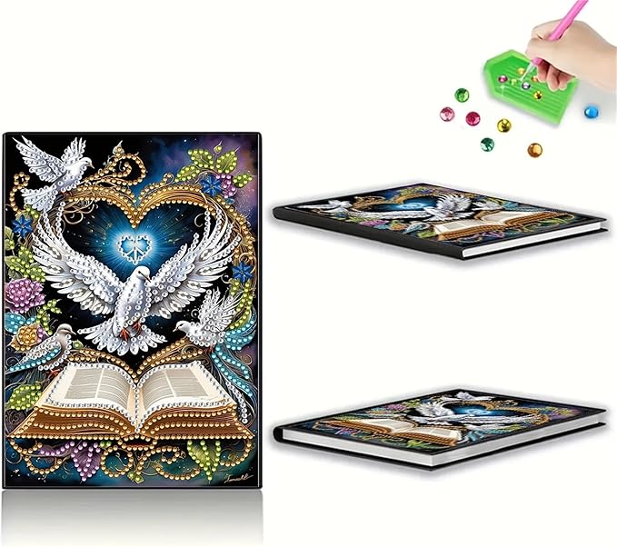 Bird Diamonds Painting Notebook for Adults, A5 Diamond Art Journal and DIY Sketchbook, Diamond Art Kit Supplies,Gift for Beginners, Craft Lovers, Artists. (Bird)