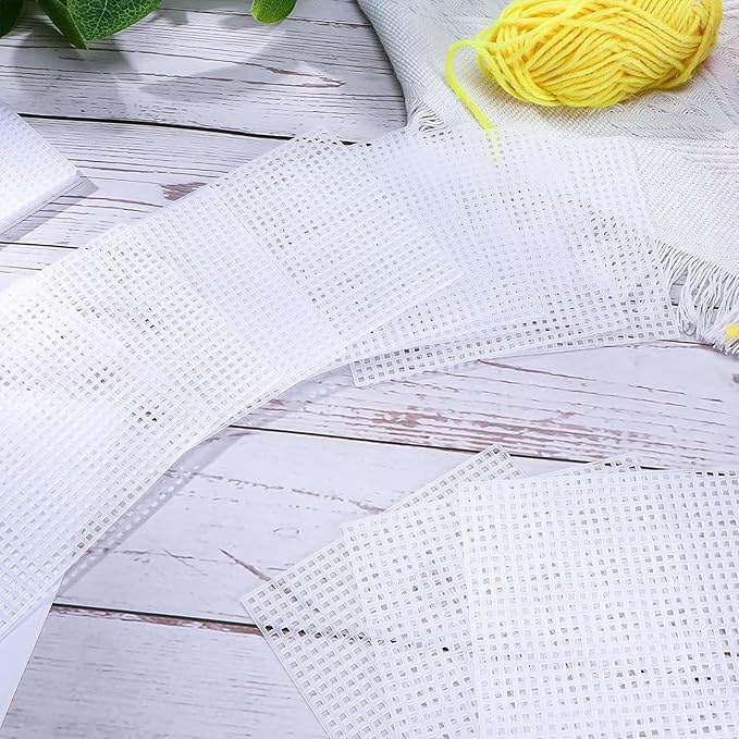 Allazone 10 PCS Clear Mesh Canvas Sheets for Embroidery Making, Cross Stitch Plastic Aida Mesh Screen for Crafts DIY Crochet Projects
