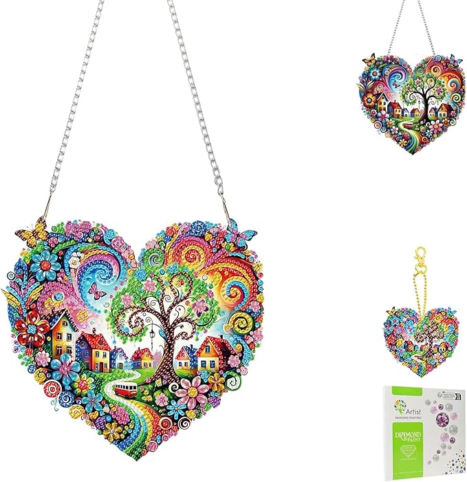 Masendp Abstract Landscape Diamond Painting Double-Sided Wall Hanging Set, DIY Irregular Shaped Rhinestone Window Decoration Set, Suitable for Home and Garden Wall Decoration Gifts