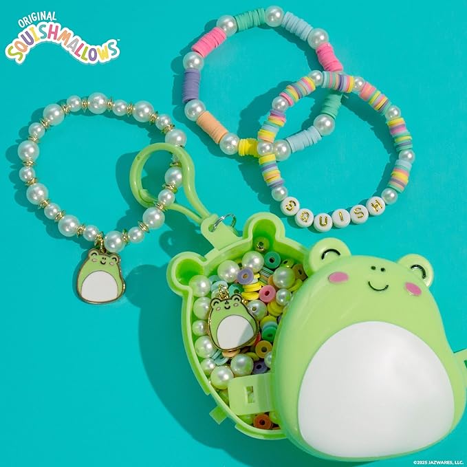 Original Squishmallows Wendy The Frog Bracelet Kit, Makes 3 Accessories, Fun Beads and Charms, Bonus Keychain, Friendship Jewelry Making Set, Gifts for Girls, Craft Kits, Arts and Crafts for Kids