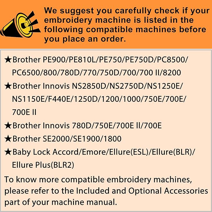 new brothread embroidery machine hoop 4 in 1 set(sa442+sa443+sa444+sa445) compatible with brother pe900 se2000 pe800 se1900 se1950 pe780d 770 700 750d se1800 innovis1250d babylock accord emore ellure