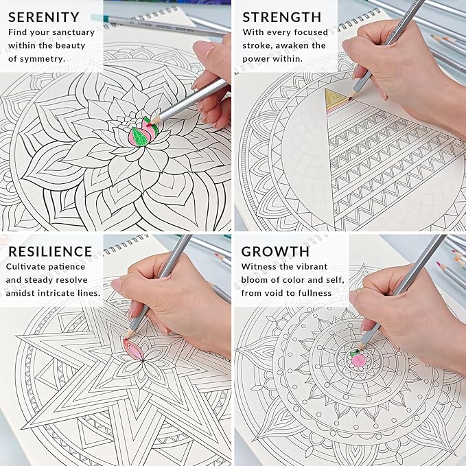 FUN LAVIE Adult Coloring Book - Sacred Geometry Mandala Coloring Books for Adults Relaxation and Stress Relief, Featuring Flower of Life, Metatron's Cube & Mindfulness Orgonite Patterns, Spiral Bound