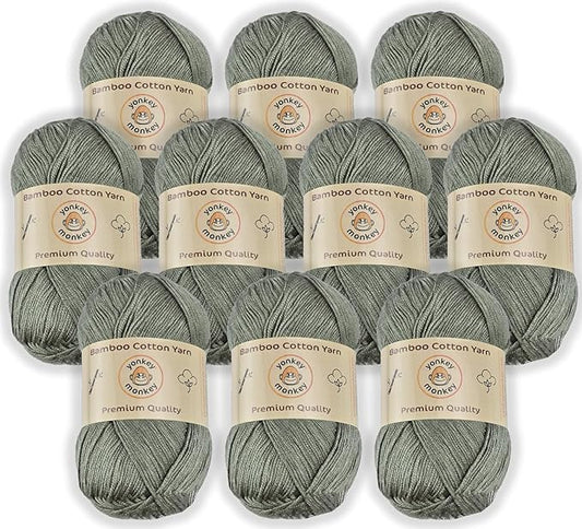10-Pack of Yonkey Monkey 500 Grams Yarn - 70% Rayon derived from Bamboo, 30% Cotton - Imported - Pea Green 9012