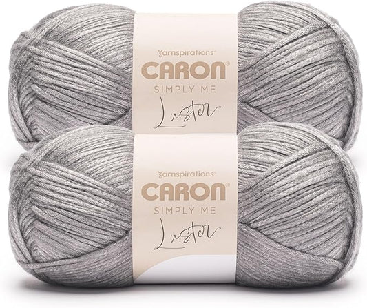 Caron Simply Me Luster Pewter Yarn - 2 Pack of 170g/6oz - 65% Nylon, 35% Acrylic - #4 Worsted (Medium) - 360 Yards - Knitting/Crochet