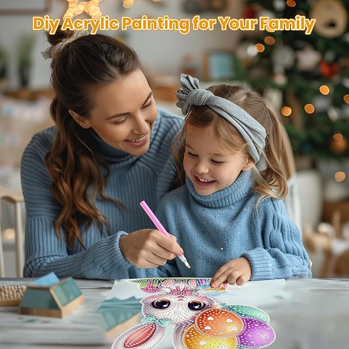 MOGTAA Easter Bunny Diamond Art Hanging Kits for Adults Beginners, Flowers Diamond Art Suncatchers, 5D Special Shape Animal Diamond Painting Window Pendant Kit for Home Garden Wall Decor