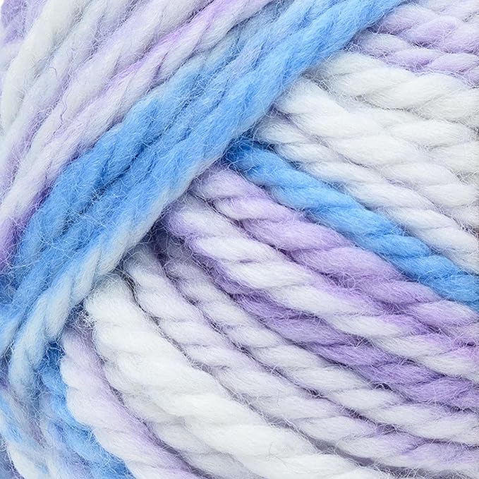 Lion Brand Yarn, Re-Spun Thick & Quick Super Bulky Yarn for Knitting, Crochet, and Crafts, Hyacinth, 3 Pack, Variegated Fiber for Chunky Blankets, Bulky Throws, and Cozy Sweaters