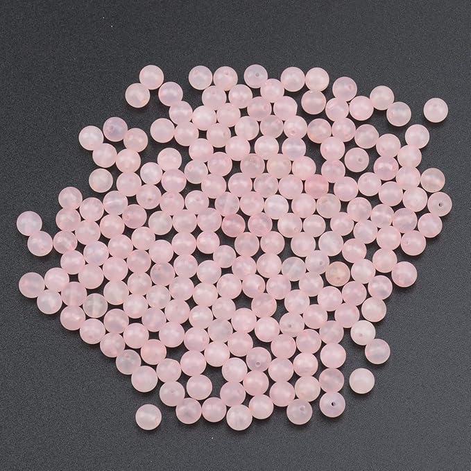 LPBeads 200Pcs Polished 6mm Round Natural Rose Quartz Gemstone Loose Beads with Stretch Cord for Jewelry Making Bracelets