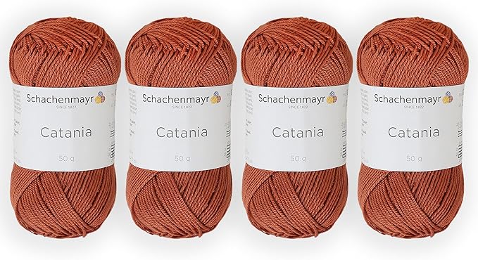 4 Skein/Pack Schachenmayr (SMC) Catania Originals Yarn, Each Ball 1.76 Oz (50gr) / 136 Yards (125 m), 100% Mercerized Cotton for Knitting and Crochet Yarn, Sport Weight, 426 - Fox