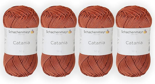 4 Skein/Pack Schachenmayr (SMC) Catania Originals Yarn, Each Ball 1.76 Oz (50gr) / 136 Yards (125 m), 100% Mercerized Cotton for Knitting and Crochet Yarn, Sport Weight, 426 - Fox