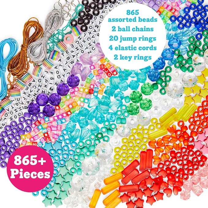 Kid Made Modern - Bright Beads Jewelry Kit - Bead Bracelet Kit - 865+ Piece Set - DIY Kids Crafts - Bulk Craft Set - Create Your Own Art - Includes Art & Jewelry Supplies - Ages 6+