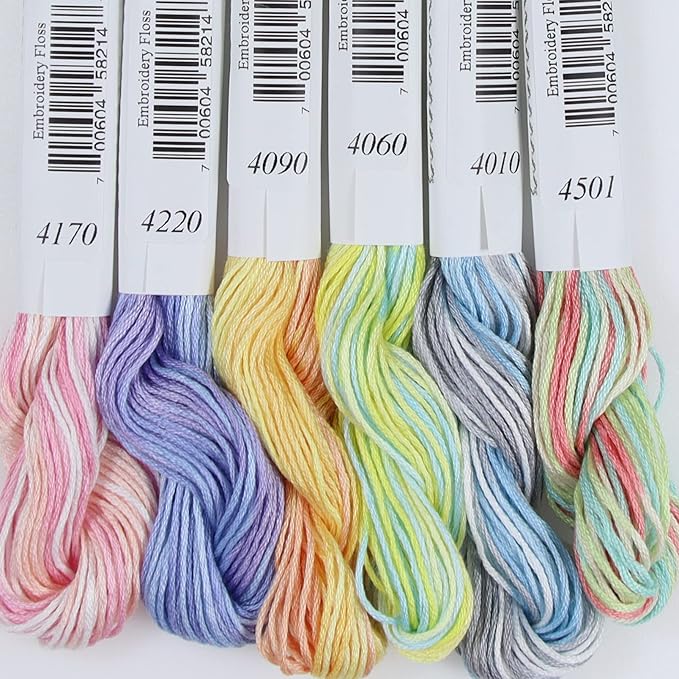 KCS Big skeins of 25 Meters Size 25 Color Variegated Cross Stitch Stranded Threads,6 skeins,12