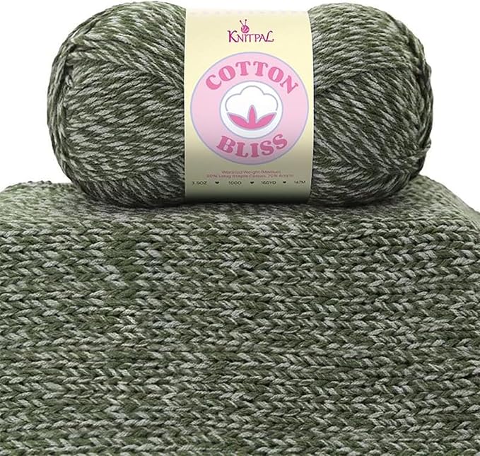 Cotton Bliss Soft Cotton Blend Yarn for Crocheting, 4-Pack (640Yds / 400G), Free Patterns, Beginners Friendly - #4 Medium Worsted Weight Yarn for Baby Blanket - Stardust Green