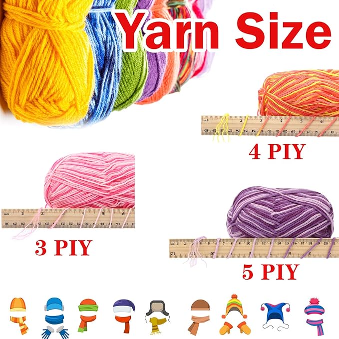 6 Pieces 50 g Crochet Yarn Multi-Colored Acrylic Knitting Hand Knitting Weaving Yarn Crochet Thread(4-Ply,Blue Red, Purple Pink, Colors, Peach, Dark Pink, Colorful Red)