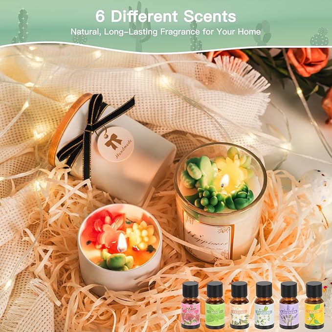 ZEROMX Candle Making Kit for Adults & Beginners - All-in-One DIY Candle Supplies with 1200g Natural Soy Wax, Hot Plate, 2 Succulent Molds, 8 Jars & Gift Boxes | Perfect for Home Crafts & Gifting