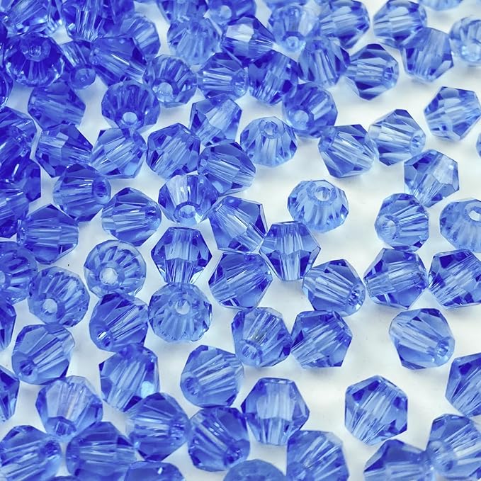 200pcs Bicone Crystal Beads 6mm Crystal Glass Faceted Beads for Necklace Bracelet Earrings DIY Jewelry Crafts Making Supplies(Light Blue)