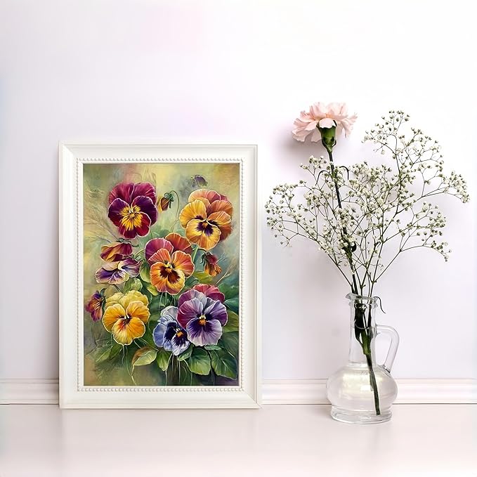 Diamond Art Kits for Adults Flower, DIY 5D Diamond Painting Kit for Beginners, Full Round Drill Gem Art Dots for Adults, Diamond Dots Paintings Crafts Home Wall Decor 12X16 Inch