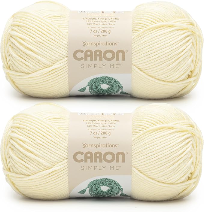Caron Simply Me Aran Yarn - 2 Pack of 200g / 7oz - 62% Acrylic 20% Nylon 18% Wool - #5 Bulky - 246Yards - Knitting/Crochet