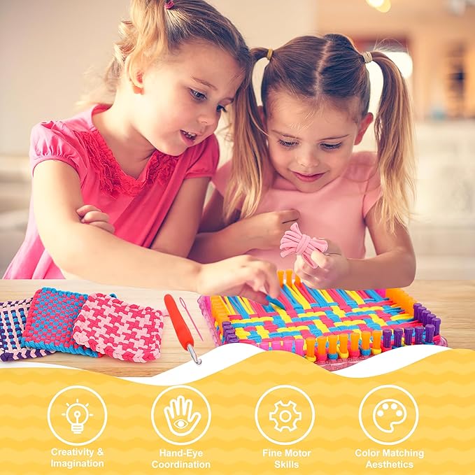Weaving Loom Kit Toys Crafts Arts and Crafts for Girls Ages 6-8-12 Potholder Loops Toys for Girls and Adults - Knitting Loom Set Pot Holder Weaving Kits and Birthday Gifts for 7 9 10 11 Years Old