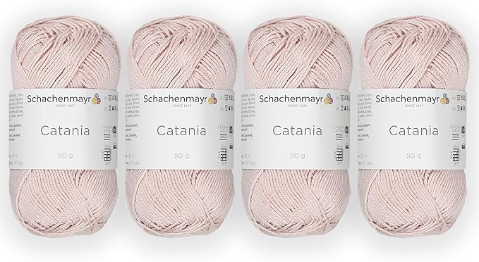 4 Skein/Pack Schachenmayr (SMC) Catania Originals Yarn, Each Ball 1.76 Oz (50gr) / 136 Yards (125 m), 100% Mercerized Cotton for Knitting and Crochet Yarn, Sport Weight, 263 - Soft Apricot